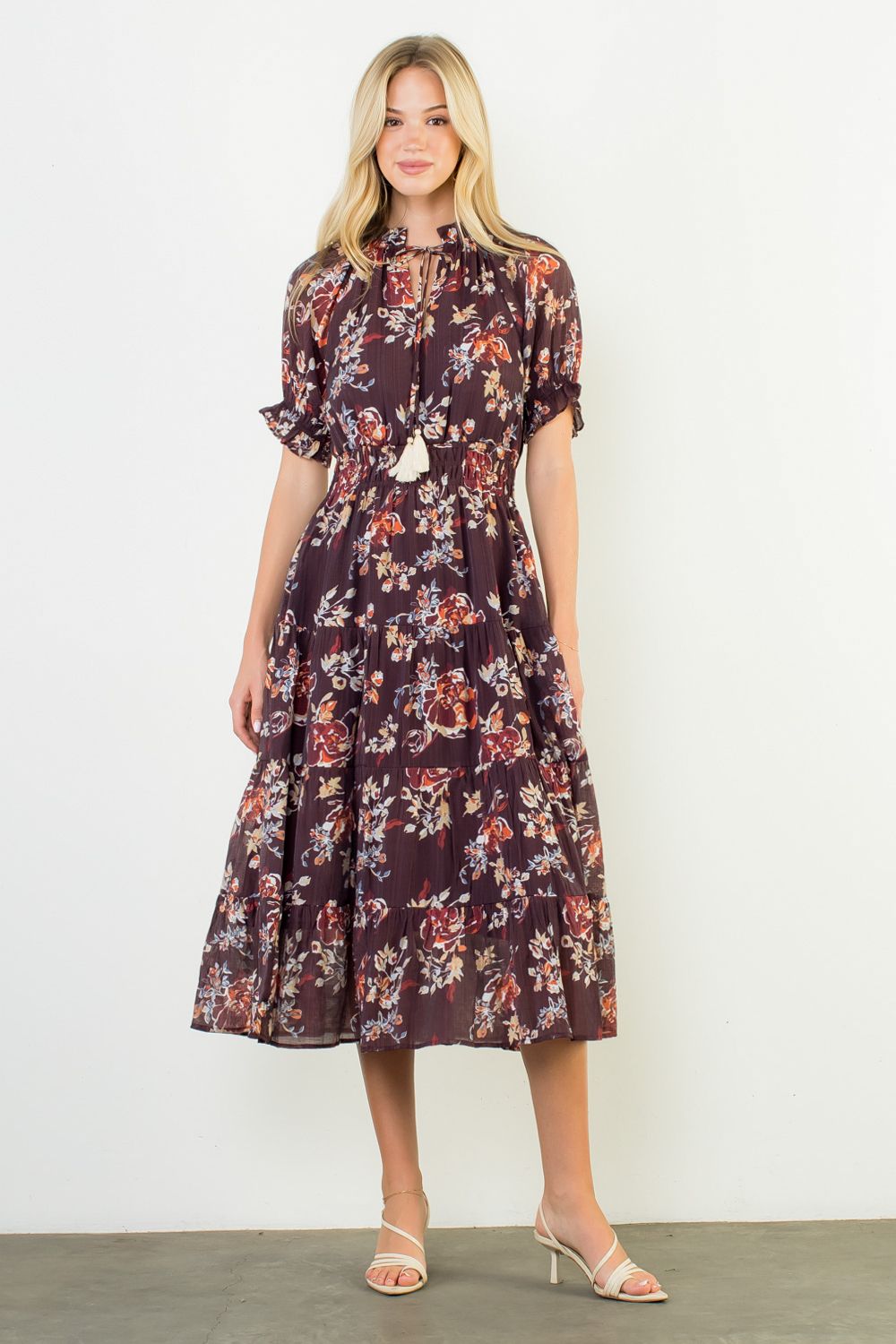 princess polly veronica midi dress Pink Floral Tiered Veronica Midi Dress