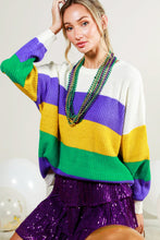 Load image into Gallery viewer, King Cake Cutie Striped Sweater