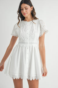 Eyeing Eyelet Elegance Mini Dress