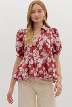 Load image into Gallery viewer, A Point of View Peplum-Merlot