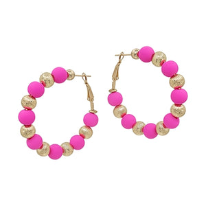 Colored Clay with Textured Gold Hoop Earrings