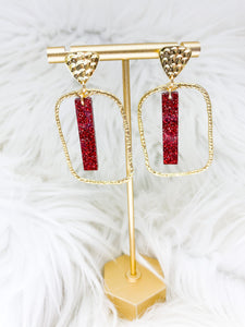 Red Glitter Stick Hoops